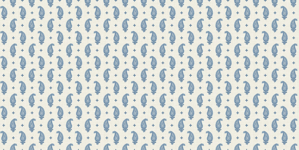Maia Linen Fabric French Blue by Seabrook Wallpaper French Country United States 13.5 4.5" 3" - Fabric Carolina -