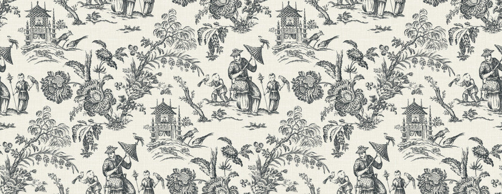 Chinoiserie Linen Fabric Poppy Seed by Seabrook Wallpaper French Country United States 13.5 20.87" 3" - Fabric Carolina -