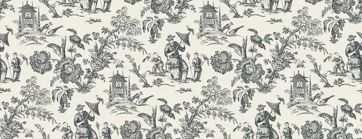Chinoiserie Linen Fabric Poppy Seed by Seabrook Wallpaper French Country United States 13.5 20.87" 3" - Fabric Carolina -