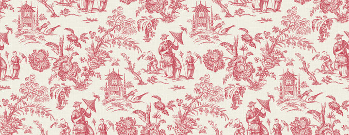 Chinoiserie Linen Fabric Antique Ruby by Seabrook Wallpaper French Country United States 13.5 20.87" 3" - Fabric Carolina -