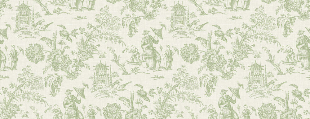 Chinoiserie Linen Fabric Herb by Seabrook Wallpaper French Country United States 13.5 20.87" 3" - Fabric Carolina -