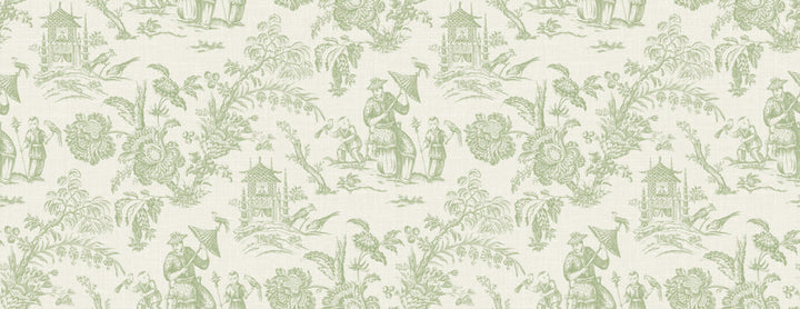 Chinoiserie Linen Fabric Herb by Seabrook Wallpaper French Country United States 13.5 20.87" 3" - Fabric Carolina -