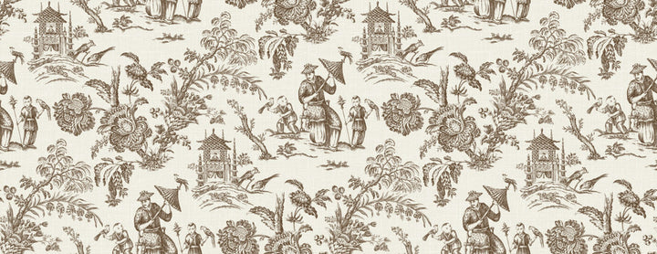 Chinoiserie Linen Fabric Hickory Smoke by Seabrook Wallpaper French Country United States 13.5 20.87" 3" - Fabric Carolina -