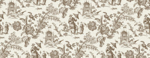 Chinoiserie Linen Fabric Hickory Smoke by Seabrook Wallpaper