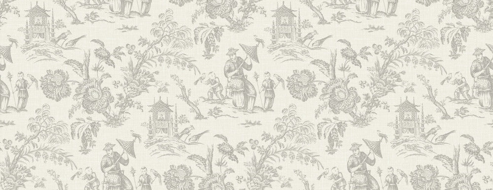 Chinoiserie Linen Fabric French Grey by Seabrook Wallpaper French Country United States 13.5 20.87" 3" - Fabric Carolina -