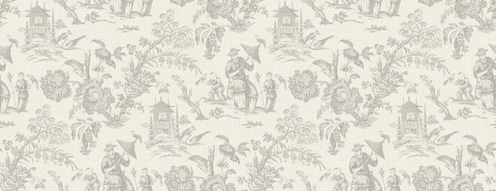Chinoiserie Linen Fabric French Grey by Seabrook Wallpaper French Country United States 13.5 20.87" 3" - Fabric Carolina -
