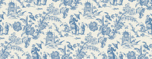 Chinoiserie Linen Fabric Denim Wash by Seabrook Wallpaper