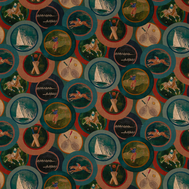 Sporting Life Teal by Mulberry Fabric MULBERRY LONG WEEKEND VISCOSE - 67%;LINEN - 33% United Kingdom Horizontal: 18.124 and Vertical: 16.548 54.372 - Fabric Carolina -