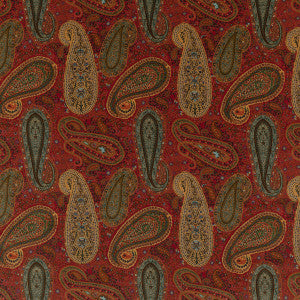 Peregrine Paisley Velvet Teal/Red by Mulberry Fabric