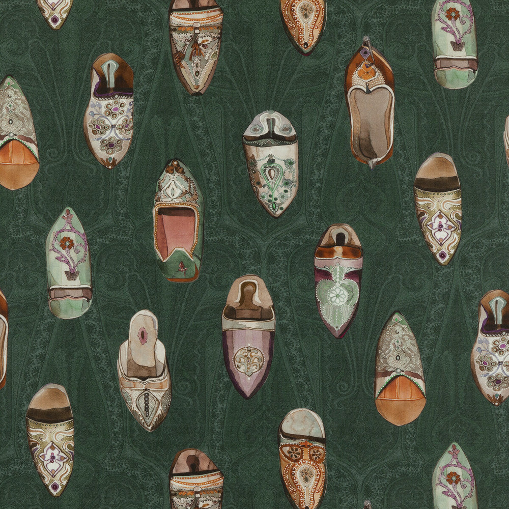Babouches Emerald by Mulberry Fabric MULBERRY LONG WEEKEND LINEN - 100% Austria Horizontal: 57.918 and Vertical: 34.672 57.918 - Fabric Carolina -