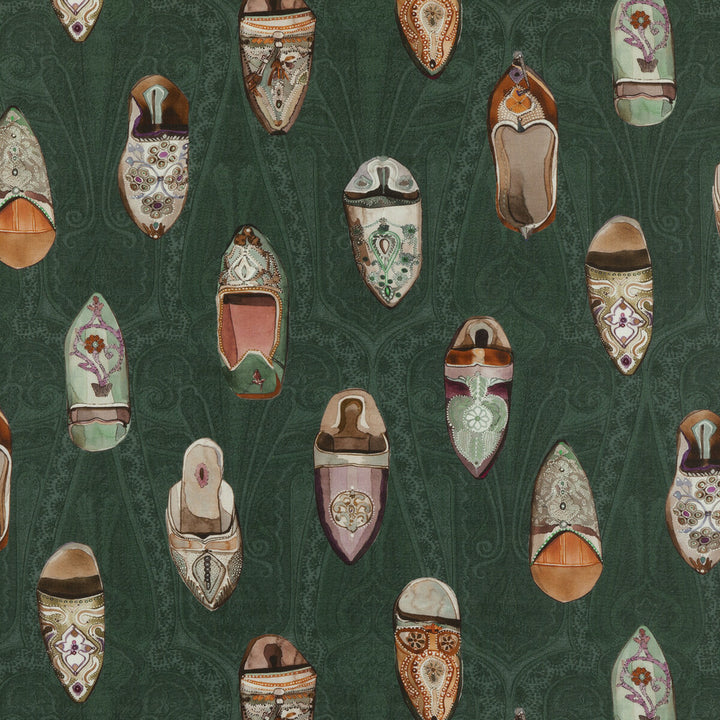 Babouches Emerald by Mulberry Fabric MULBERRY LONG WEEKEND LINEN - 100% Austria Horizontal: 57.918 and Vertical: 34.672 57.918 - Fabric Carolina -