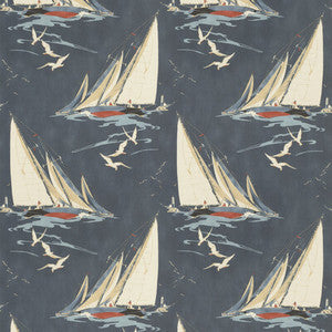 Round The Island Indigo by Mulberry Fabric