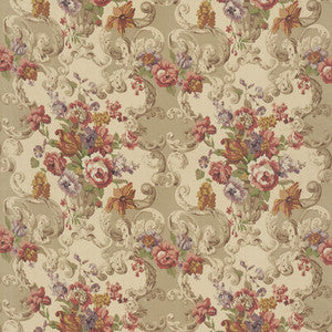 Floral Rococo Red/Plum by Mulberry Fabric