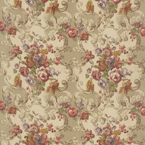 Floral Rococo Red/Plum by Mulberry Fabric