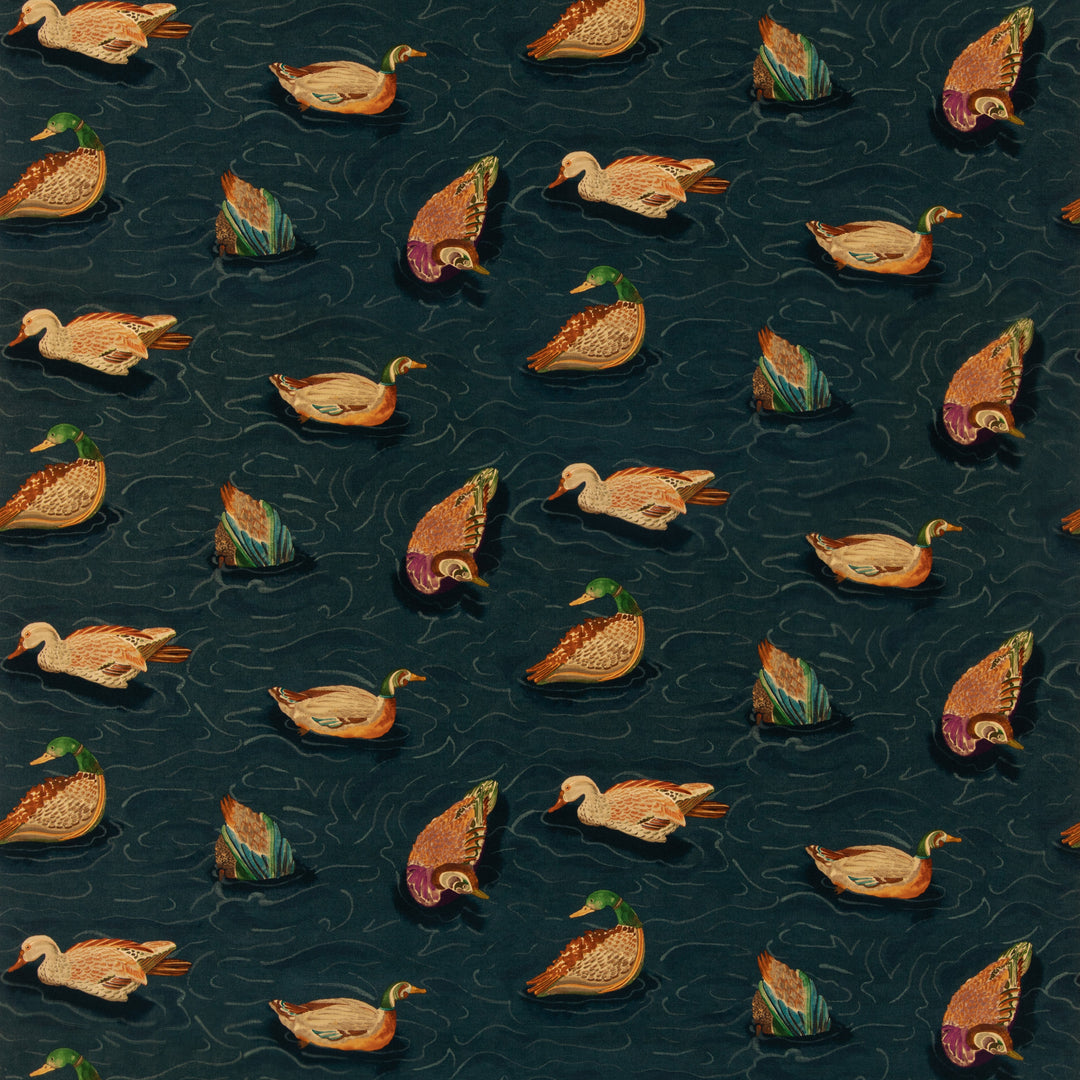 Duck Pond Velvet - Indigo By Mulberry Fabric