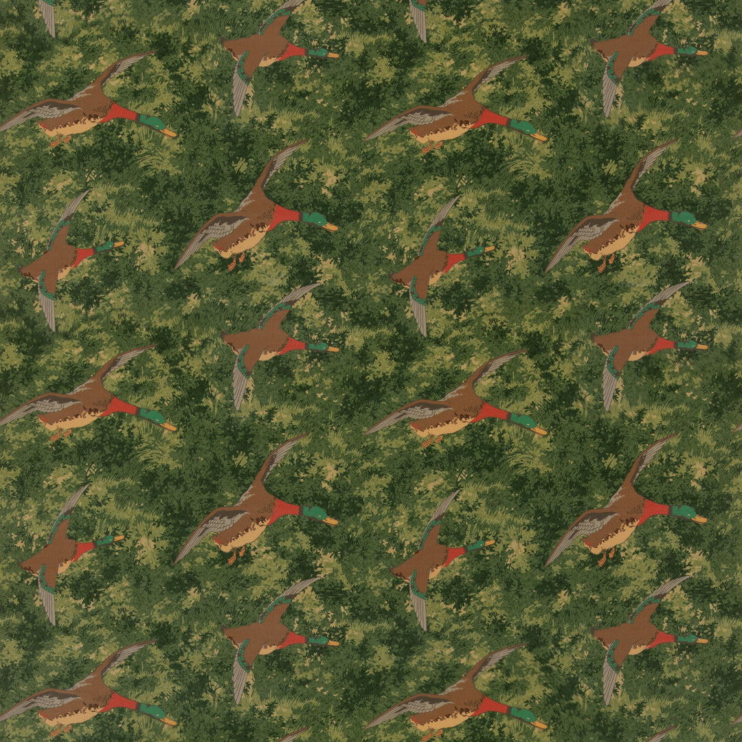 Forest Ducks Velvet - Emerald By Mulberry Fabric