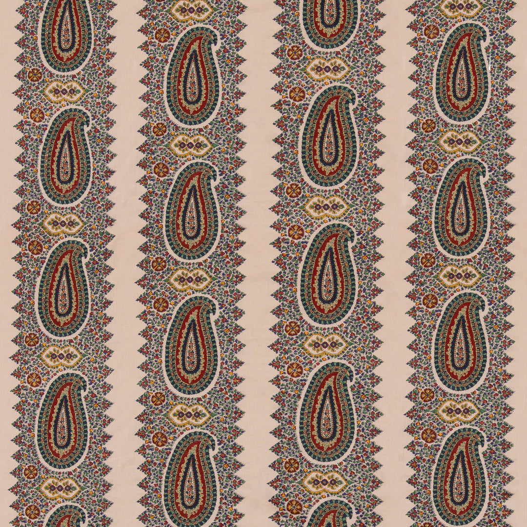 Paisley Stripe - Indigo/Red By Mulberry Fabric