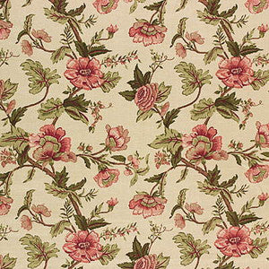 Hidcote Vine Green/Pink By Mulberry Fabric