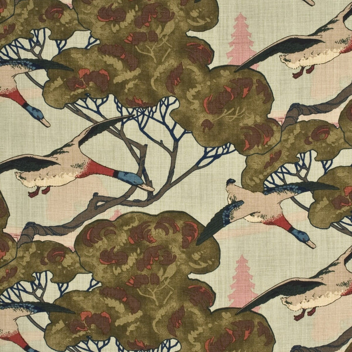 Flying Ducks Sky by Mulberry Fabric MULBERRY BEST OF LINEN - 100% United Kingdom LIGHT Horizontal: 53.978 and Vertical: 24.428 53.978 - Fabric Carolina -