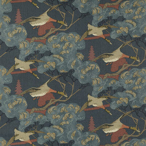 Flying Ducks Red/Blue by Mulberry Fabric