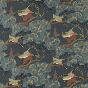 Flying Ducks Red/Blue by Mulberry Fabric