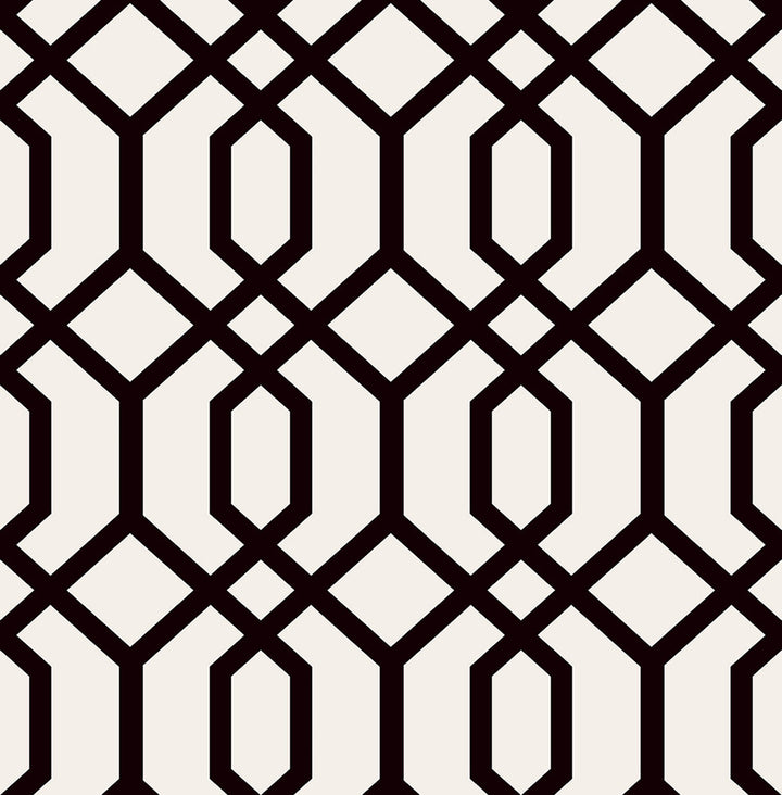 Trellis Black Montauk Wallpaper by Brewster Brewster Essentials Covers about 56.4 square feet 20.5-in by 33-ft long roll Unpasted 5.21 - Fabric Carolina -