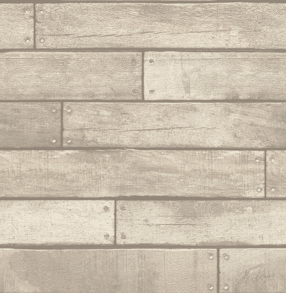 Weathered Grey Nailhead Plank Wallpaper by Brewster Brewster Essentials Covers about 56.4 square feet 20.5-in by 33-ft long roll Unpasted 20.87 - Fabric Carolina -