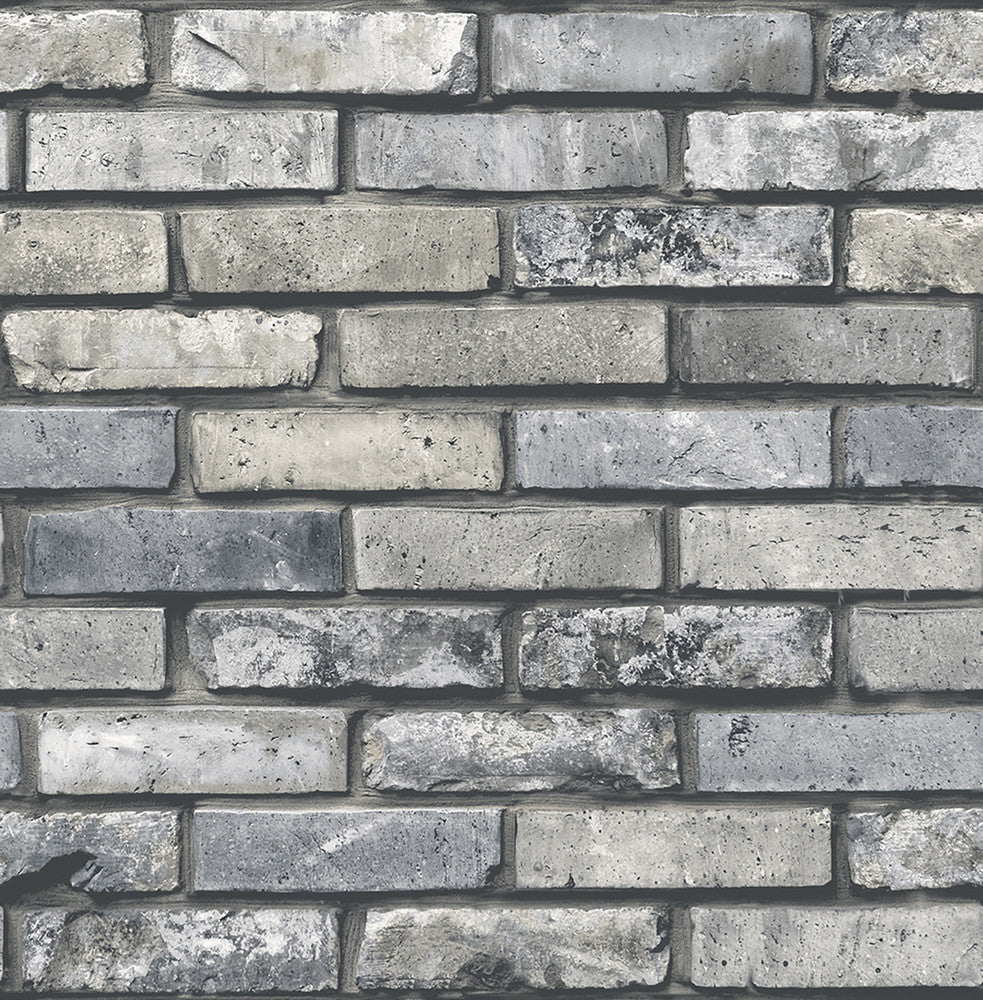 Painted Grey Brick Wallpaper by Brewster Brewster Essentials Covers about 56.4 square feet 20.5-in by 33-ft long roll Unpasted 20.87 - Fabric Carolina -