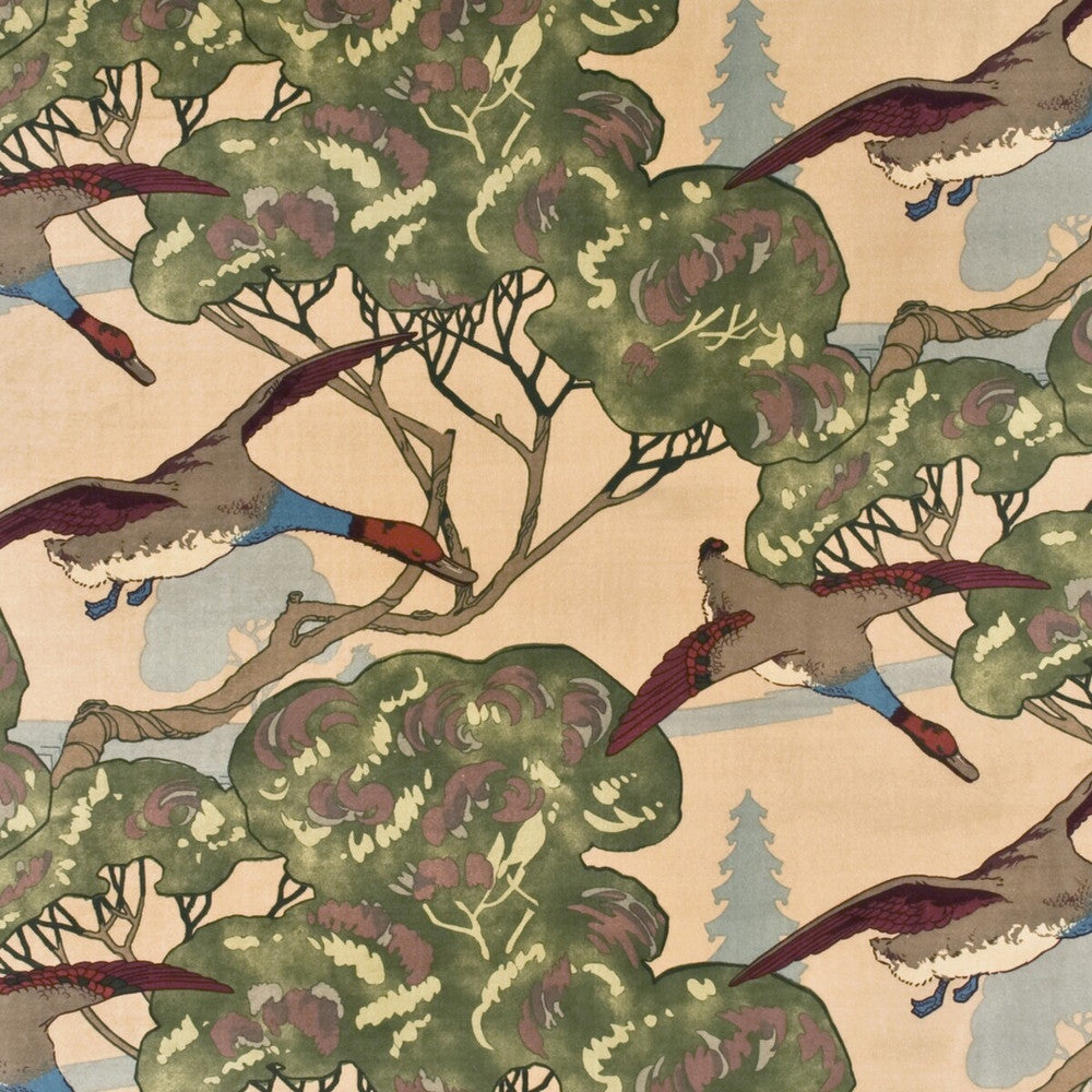 Flying Ducks Velvet Camel by Mulberry Fabric COUNTRY WEEKEND COTTON - 90%;POLYESTER - 10% Thailand HEAVY Horizontal: 53.19 and Vertical: 25.216 53.19 - Fabric Carolina -