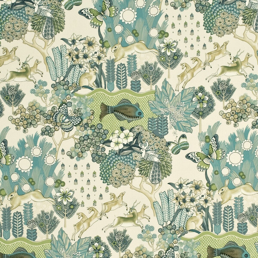 Glendale Teal/Leaf by Mulberry Fabric COUNTRY WEEKEND COTTON - 100% Italy - Horizontal: 27.186 and Vertical: 35.854 55.16 - Fabric Carolina -