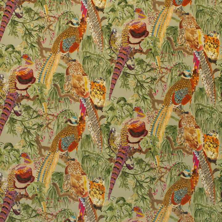 Game Birds Velvet Fig Multi by Mulberry Fabric BOHEMIAN ROMANCE COTTON - 88%;POLYESTER - 12% Austria HEAVY Horizontal: 26.792 and Vertical: 22.852 53.978 - Fabric Carolina -