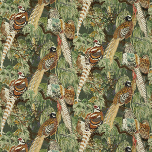 Game Birds Velvet Forest by Mulberry Fabric