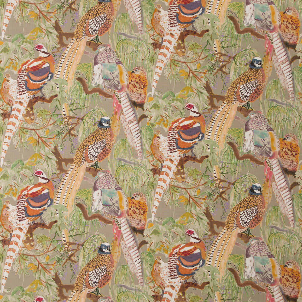 Game Birds Linen Stone Multi by Mulberry Fabric BOHEMIAN ROMANCE LINEN - 100% Austria HEAVY Horizontal: 28.762 and Vertical: 24.034 57.918 - Fabric Carolina -