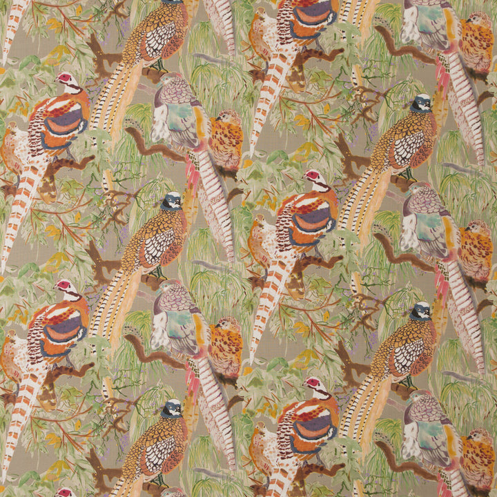 Game Birds Linen Stone/Multi by Mulberry Fabric BOHEMIAN ROMANCE LINEN - 100% Austria HEAVY Horizontal: 28.762 and Vertical: 24.034 57.918 - Fabric Carolina -