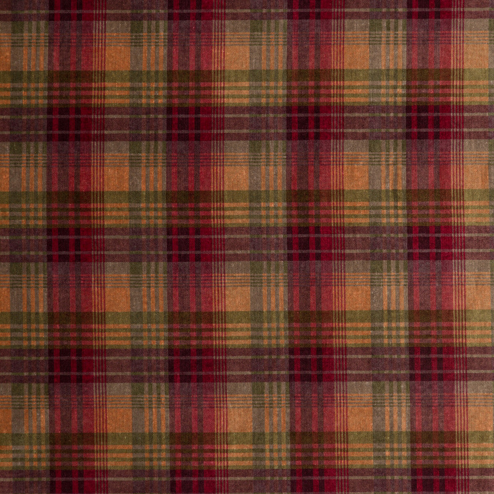 Velvet Ancient Tartan Plum by Mulberry Fabric BOHEMIAN WEAVES VISCOSE - 60%;COTTON - 30%;POLYESTER - 10% Italy HEAVY Horizontal: 8.274 and Vertical: 8.274 50.826 - Fabric Carolina -