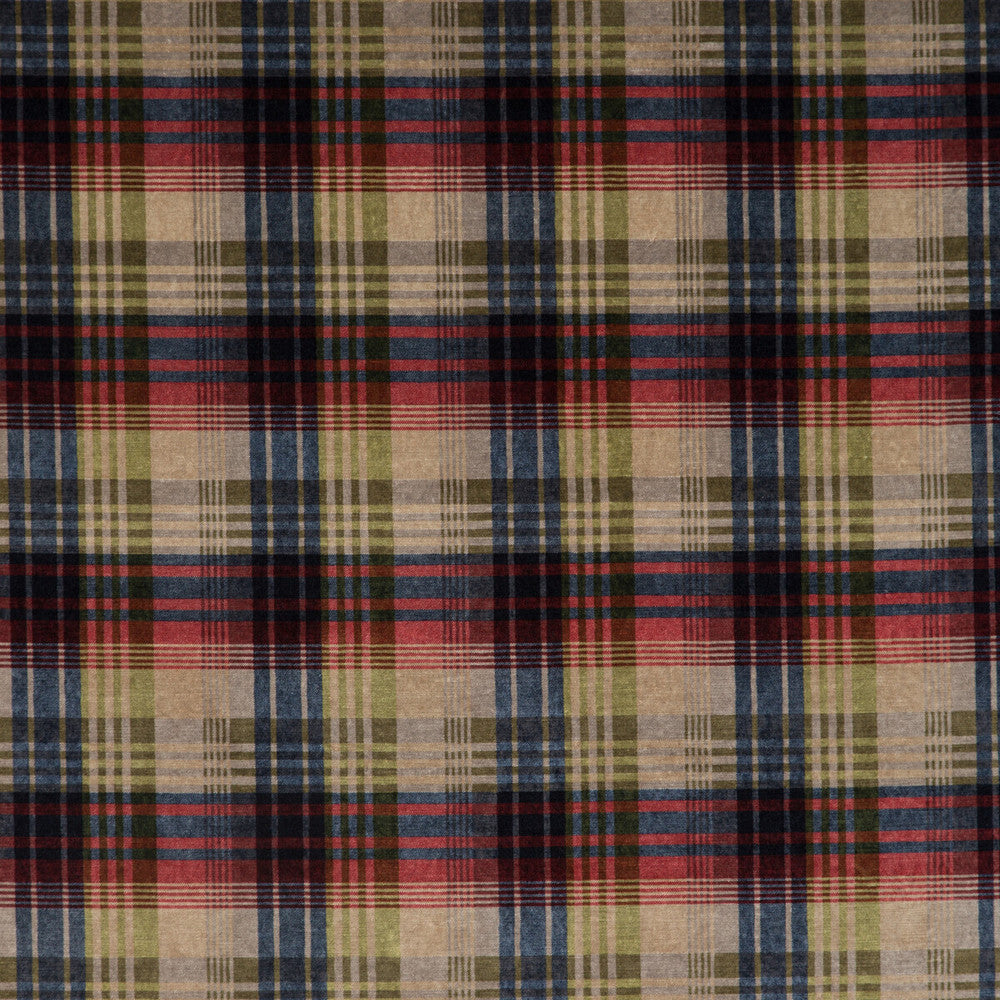 Velvet Ancient Tartan Red/Blue/Green by Mulberry Fabric BOHEMIAN WEAVES VISCOSE - 60%;COTTON - 30%;POLYESTER - 10% Italy HEAVY Horizontal: 8.274 and Vertical: 8.274 50.826 - Fabric Carolina -