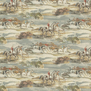 Morning Gallop Linen Blue/Sand by Mulberry Fabric