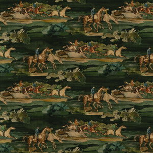 Morning Gallop Velvet Teal by Mulberry Fabric