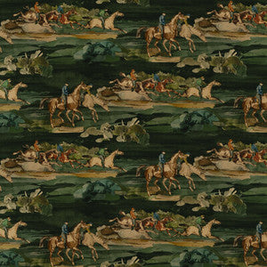 Morning Gallop Velvet Teal by Mulberry Fabric