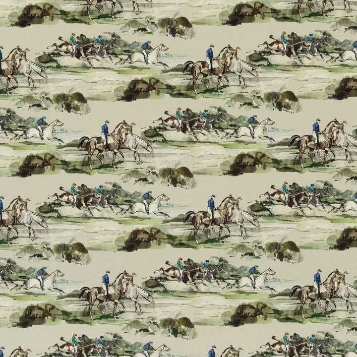 Morning Gallop Velvet Racing Green by Mulberry Fabric FESTIVAL COTTON - 88%;POLYESTER - 12% Austria HEAVY Horizontal: 26.398 and Vertical: 19.306 52.796 - Fabric Carolina -