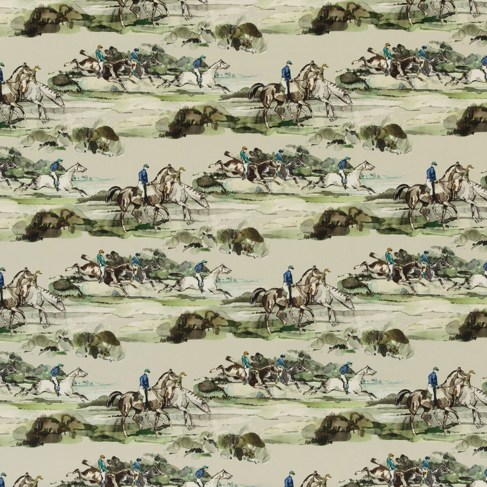 Morning Gallop Velvet Racing Green by Mulberry Fabric FESTIVAL COTTON - 88%;POLYESTER - 12% Austria HEAVY Horizontal: 26.398 and Vertical: 19.306 52.796 - Fabric Carolina -