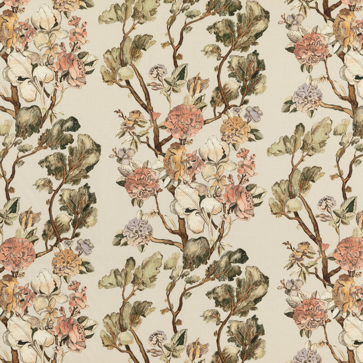 Wild Side Coral/Green by Mulberry Fabric MODERN COUNTRY II LINEN - 100% Austria - Horizontal: 18.912 and Vertical: 29.55 56.736 - Fabric Carolina -