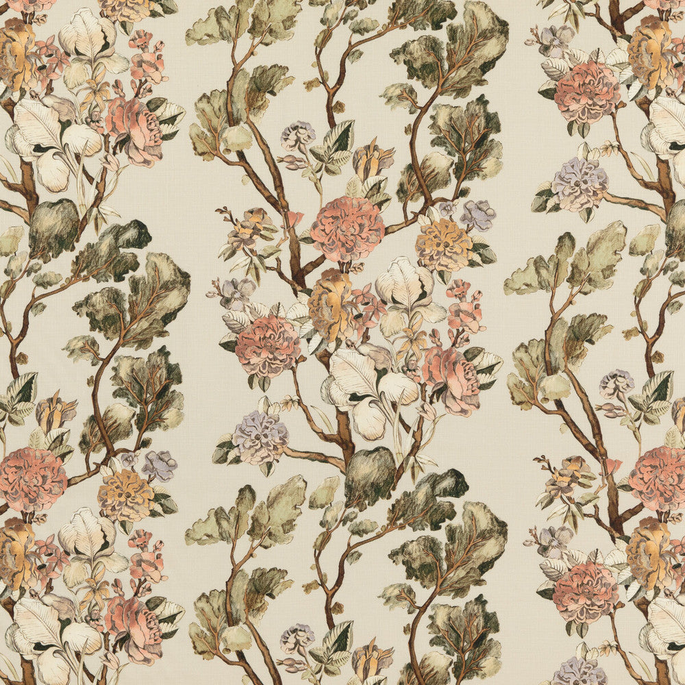 Wild Side Coral/Green by Mulberry Fabric MODERN COUNTRY II LINEN - 100% Austria - Horizontal: 18.912 and Vertical: 29.55 56.736 - Fabric Carolina -