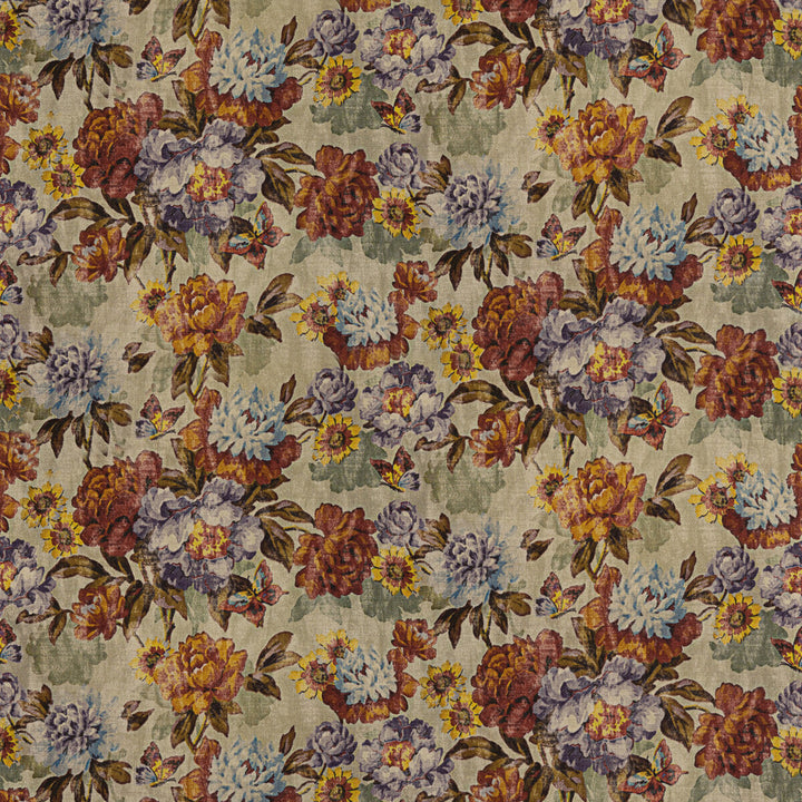 Botanica Red/Plum by Mulberry Fabric MODERN COUNTRY II LINEN - 100% Italy HEAVY Horizontal: 26.004 and Vertical: 23.246 52.008 - Fabric Carolina -