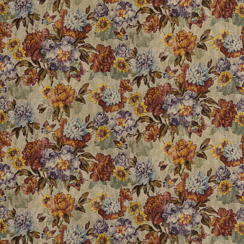 Botanica Red/Plum by Mulberry Fabric MODERN COUNTRY II LINEN - 100% Italy HEAVY Horizontal: 26.004 and Vertical: 23.246 52.008 - Fabric Carolina -