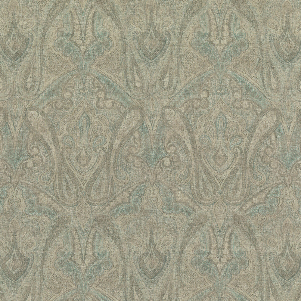 Canvas Paisley Sage by Mulberry Fabric MODERN COUNTRY II VISCOSE - 82%;LINEN - 18% United Kingdom HEAVY Horizontal: 18.124 and Vertical: 29.156 54.372 - Fabric Carolina -