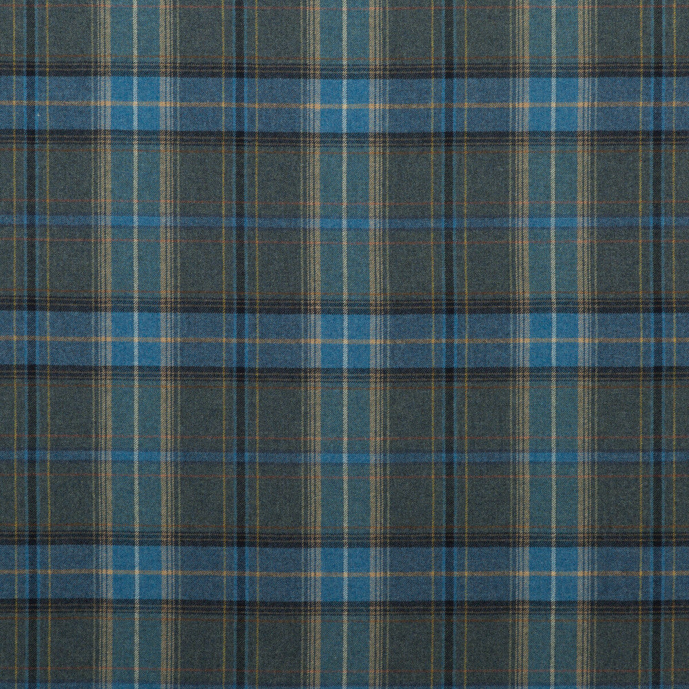 Shetland Plaid Blue by Mulberry Fabric BOHEMIAN ROMANCE WOOL - 100% United Kingdom LIGHT Horizontal: - and Vertical: 13.79 59.1 - Fabric Carolina -