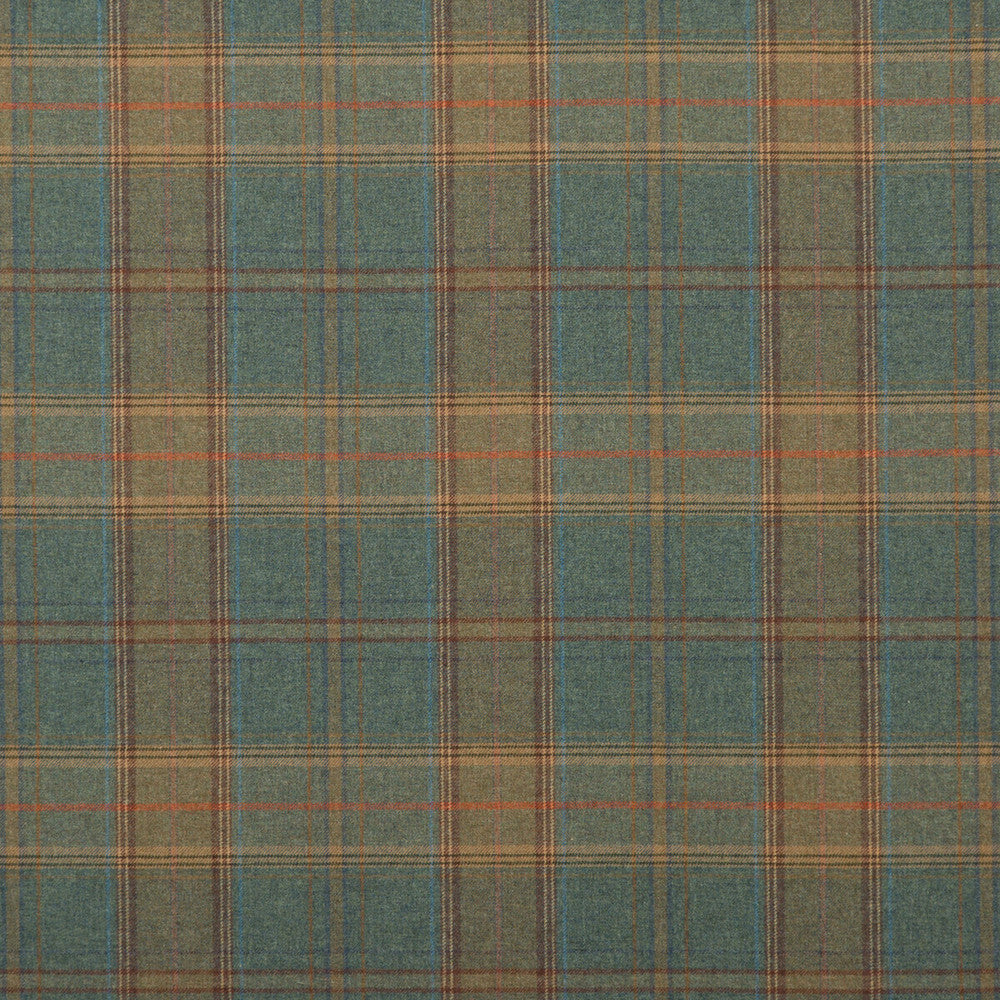 Shetland Plaid Teal by Mulberry Fabric BOHEMIAN ROMANCE WOOL - 100% United Kingdom LIGHT Horizontal: - and Vertical: 13.79 59.1 - Fabric Carolina -