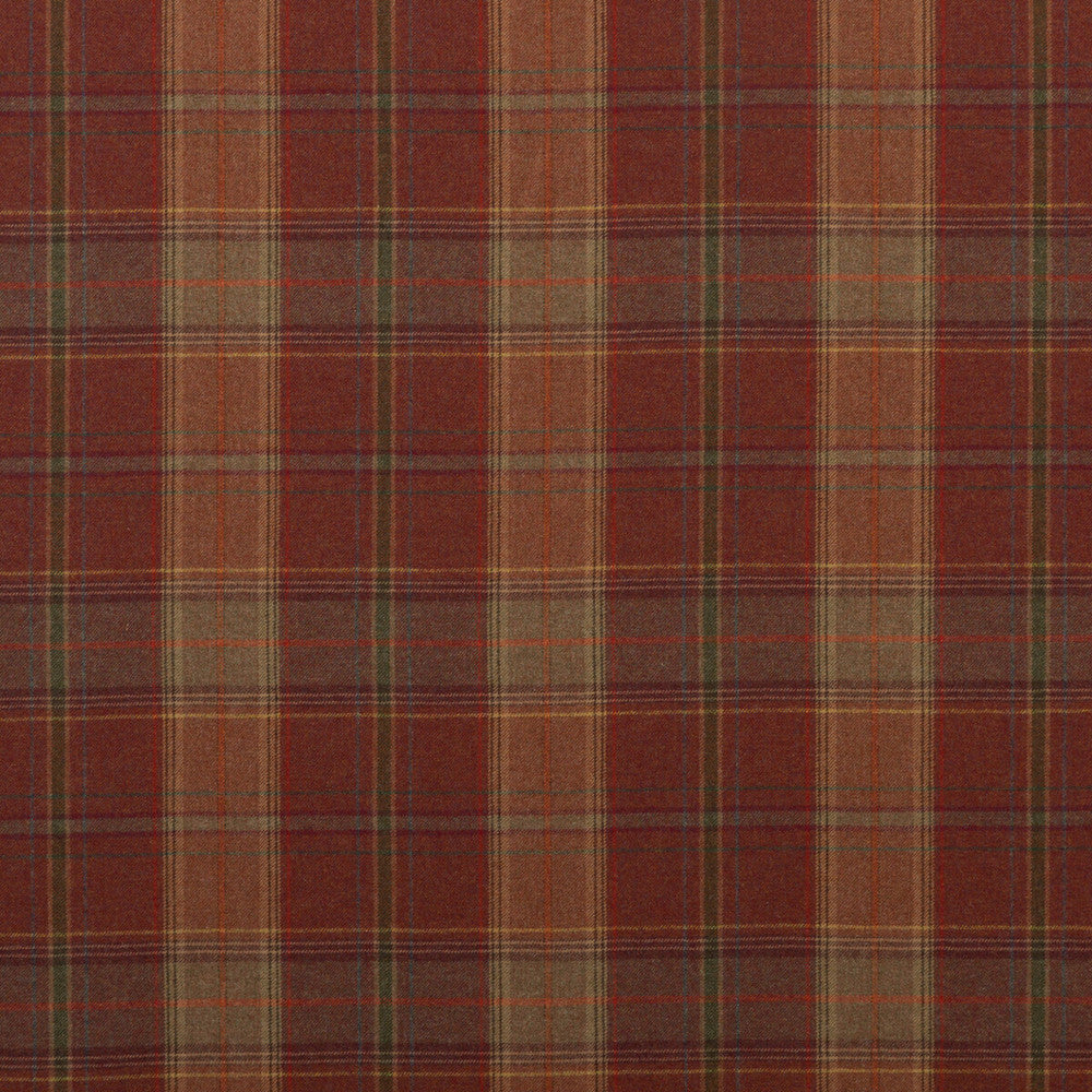 Shetland Plaid Russet by Mulberry Fabric BOHEMIAN ROMANCE WOOL - 100% United Kingdom LIGHT Horizontal: and Vertical: 13.79 59.1 - Fabric Carolina -