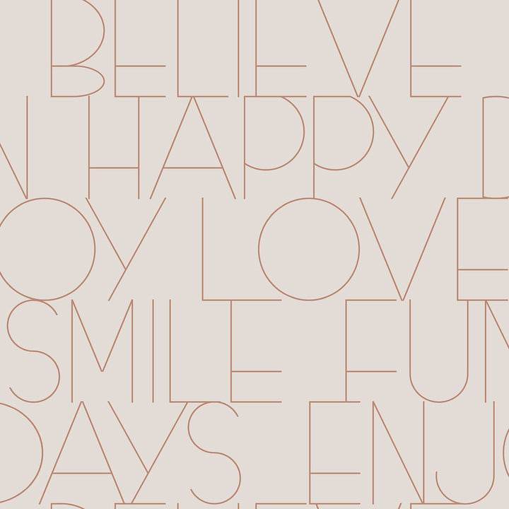 Oslo Rose Gold Positive Text Wallpaper by Fine Decor Medley Covers about 56.4 square feet Great Britain Unpasted 20.86-in repeat, drop match 20.5-in by 33-ft long roll - Fabric Carolina -